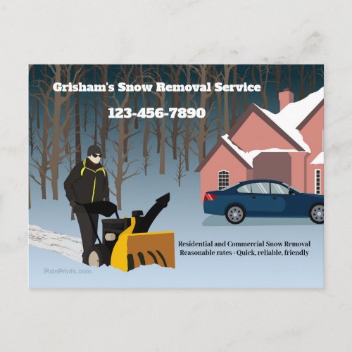 Snowblower Snow Removal Service Post Card