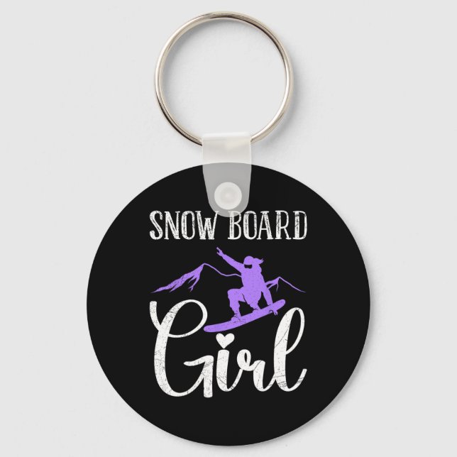 Snowboader Snow Board Girl Funny Girl Snowboarding Keychain (Front)