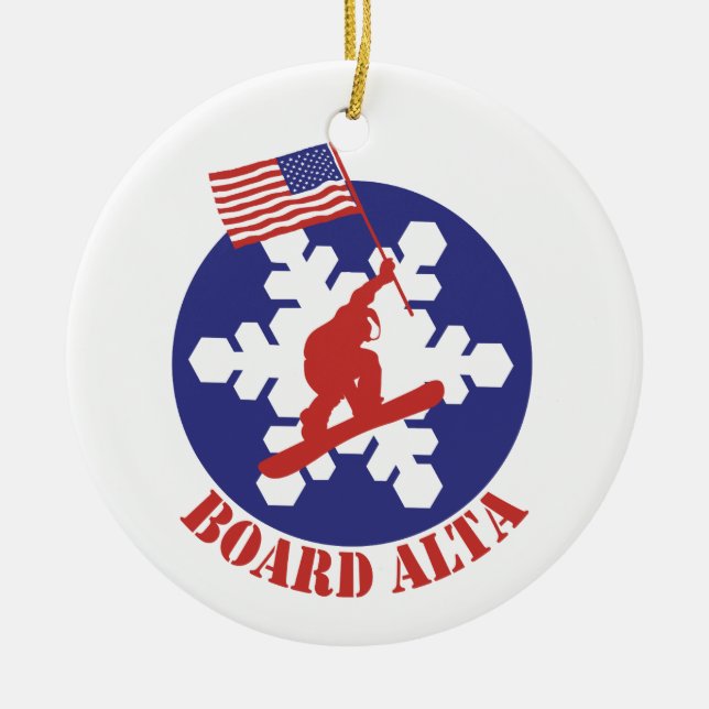 Snowboard Alta Ceramic Ornament (Front)