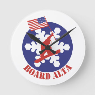 Snowboard Alta Round Clock