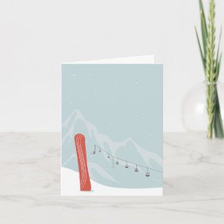 Snowboard and Ski Lift in Winter Wonderland Card