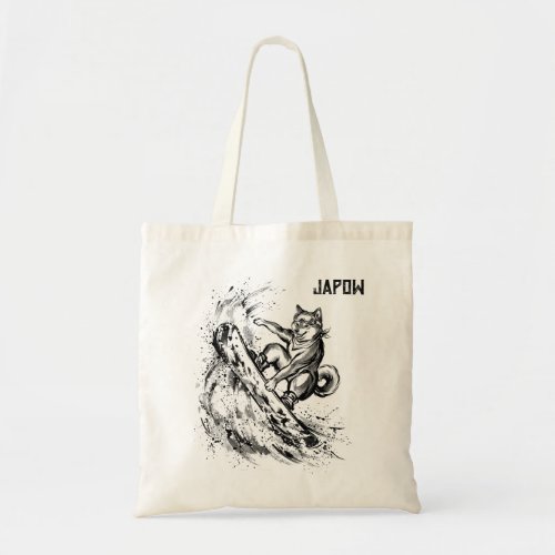 Snowboard Brush Art - Shiba Inu Dog 柴犬 Tote Bag