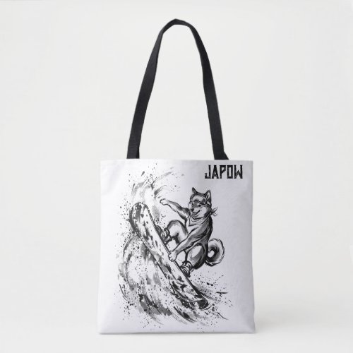 Snowboard Brush Art - Shiba Inu Dog 柴犬 Tote Bag