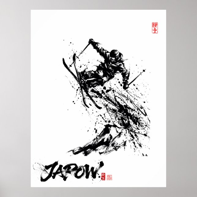 Snowboard Brush Art - Skier Jump Poster (Front)