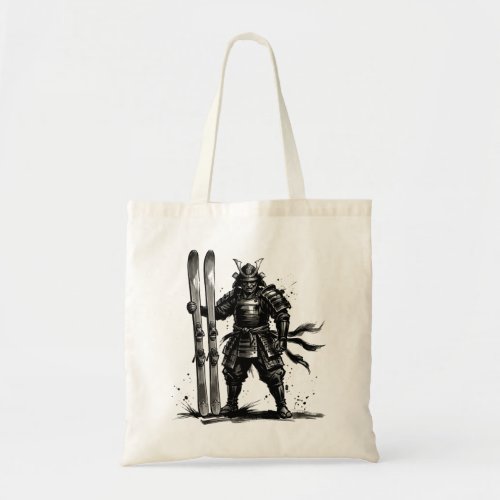 Snowboard Brush Art - Skier Standing Samurai Tote Bag