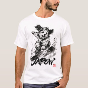 Snowboard Brush Art - Snowboarder Dog T-Shirt