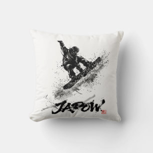 Snowboard Brush Art - Snowboarder Grab Throw Pillow