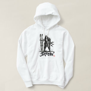 Snowboard Brush Art - Standing Samurai Ski Hoodie