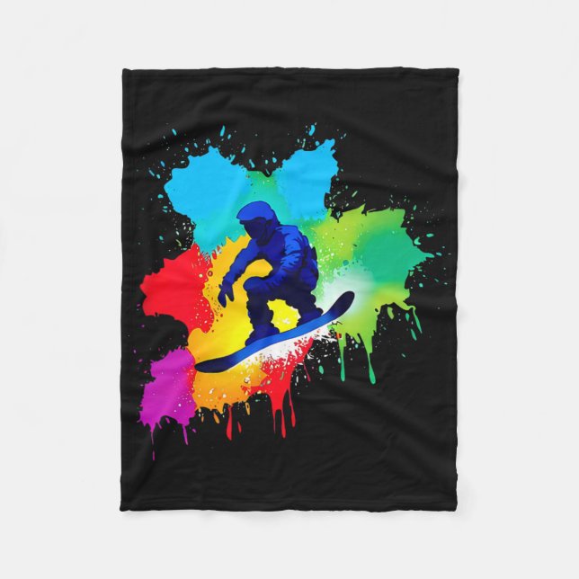 Snowboard Color Explosion  Fleece Blanket (Front)