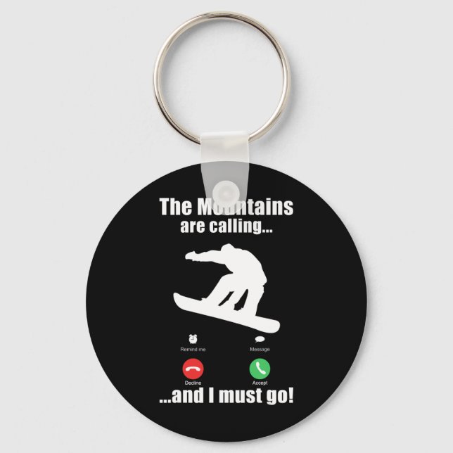 Snowboard Cool Retro Boarder Graphic Snowboarding  Keychain (Front)