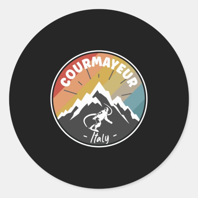 Snowboard Courmayeur Italy Classic Round Sticker (Front)