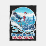 Snowboard Crane In Hong Kong Blue Skyline  Fleece Blanket