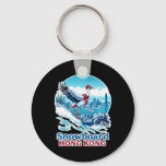 Snowboard Crane In Hong Kong Blue Skyline  Keychain