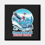 Snowboard Crane In Hong Kong Blue Skyline  Magnet