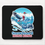 Snowboard Crane In Hong Kong Blue Skyline  Mouse Pad