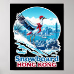 Snowboard Crane In Hong Kong Blue Skyline  Poster