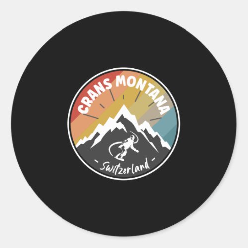 Snowboard Crans Montana Switzerland Classic Round Sticker