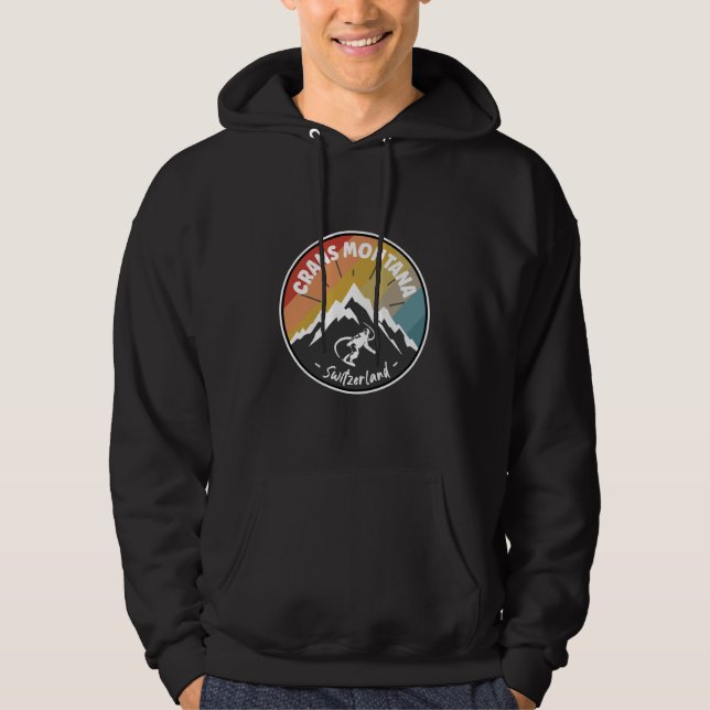 Snowboard Crans Montana Switzerland Hoodie (Front)