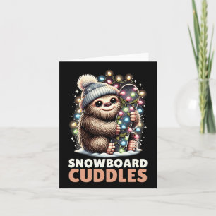 Snowboard Cuddles Christmas Lit Bigfoot Snowboardi Card