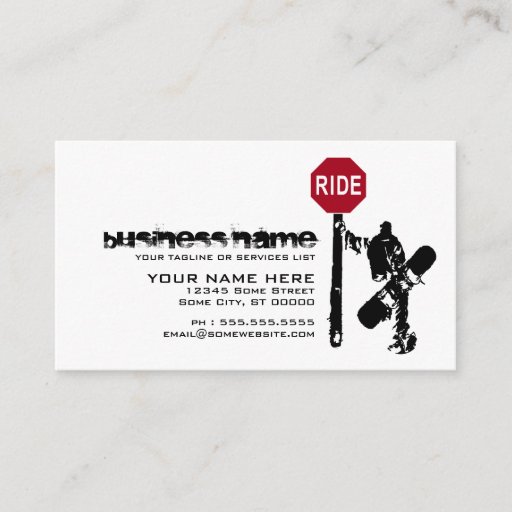 Customizable snowboard... directions? business card template