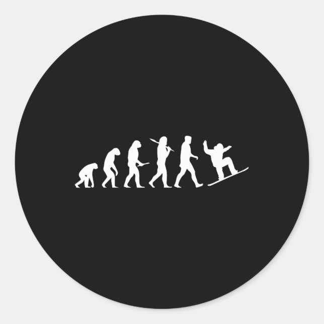 Snowboard Evolution Gift From Cavemen To A Snowboa Classic Round Sticker (Front)