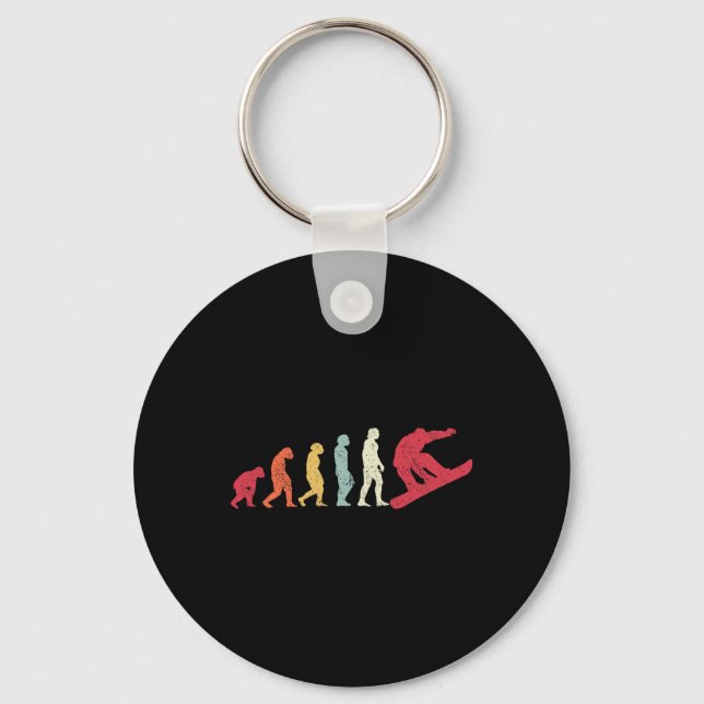 Snowboard Evolution Of Man Boarder Monkey Ape To S Keychain (Front)