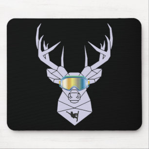 Snowboard Goggles Funny Snowboarding Moose Gift Mouse Pad