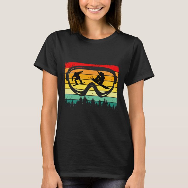 Snowboard Goggles Mountain Snowboarding Retro Vaca T-Shirt (Front)