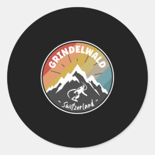 Snowboard Grindelwald Switzerland Classic Round Sticker