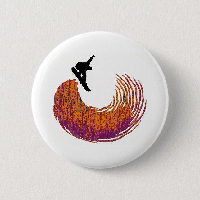 snowboard half pipe pinback button (Front)