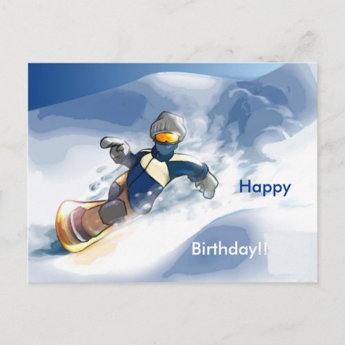 Snowboard_Happy Birthday Postcard