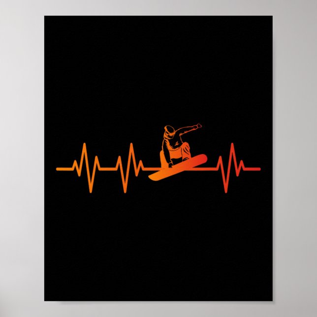 Snowboard Heartbeat 80s 90s Retro Winter Snowboard Poster (Front)