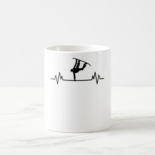 Snowboard Heartbeat Funny Sport Snowboarding Gift Coffee Mug (Center)