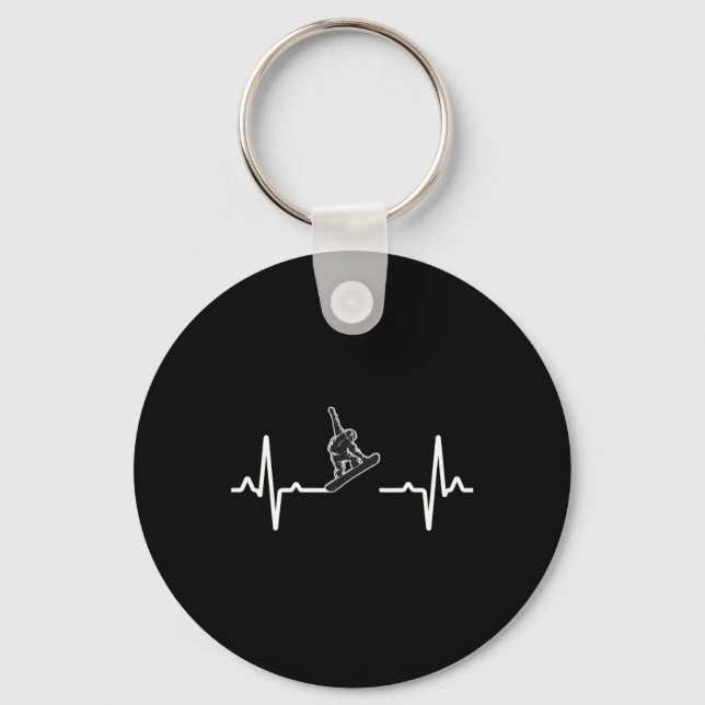 Snowboard Heartbeat Snowboarder Freestyle Snow Mou Keychain (Front)