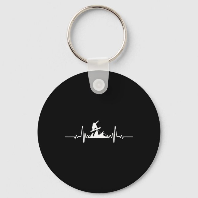 Snowboard Heartbeat Snowboarder Frequency Pulse Sp Keychain (Front)