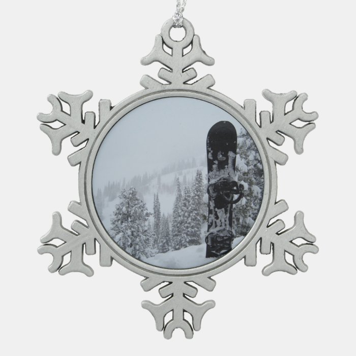 Snowboard In Snow Ornament