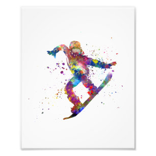 Snowboard in watercolor photo print