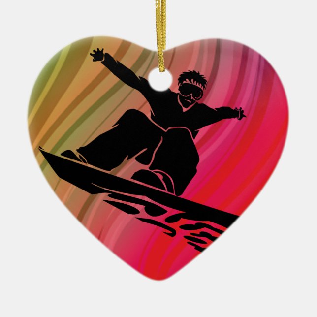 Snowboard Jump Ceramic Ornament (Front)