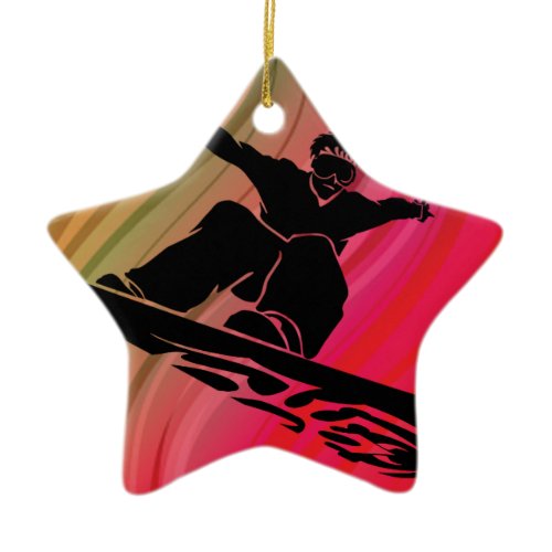 Snowboard Jump Ceramic Ornament