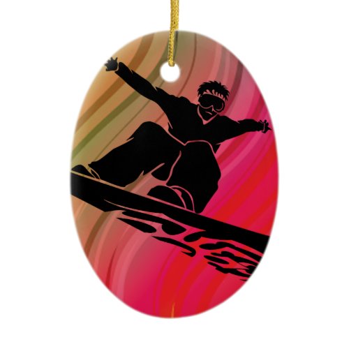 Snowboard Jump Ceramic Ornament
