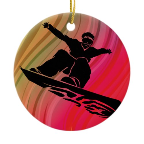 Snowboard Jump Ceramic Ornament