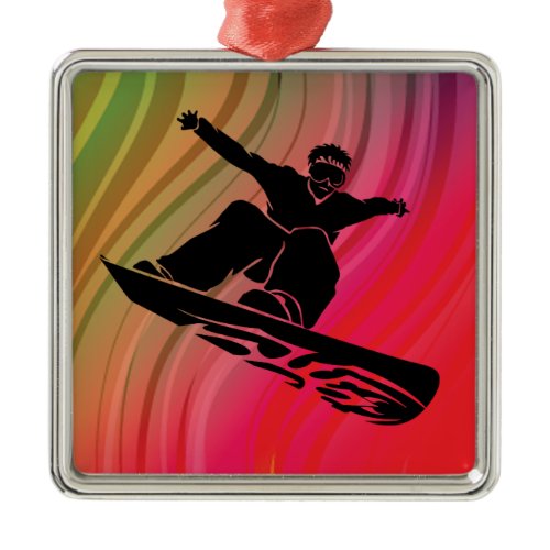 Snowboard Jump Metal Ornament