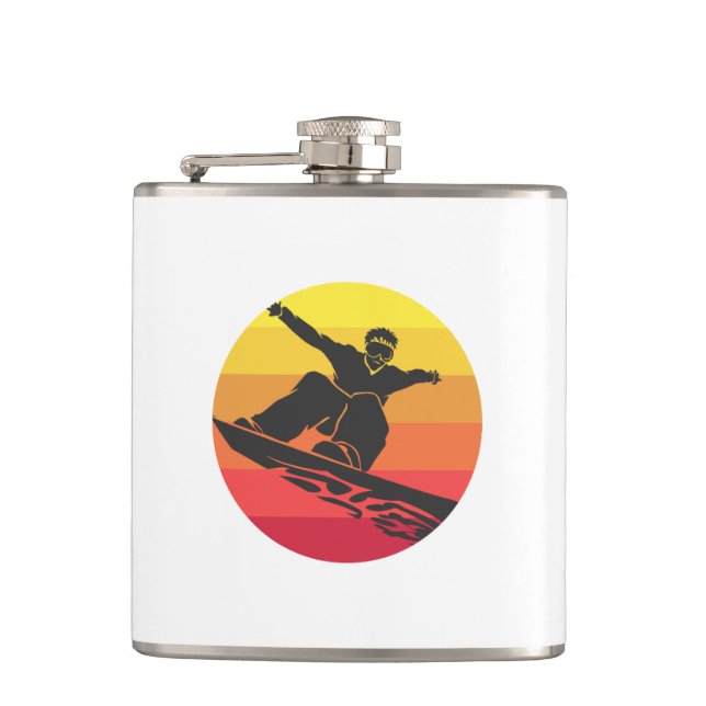 Snowboard Jump Retro Flask (Front)