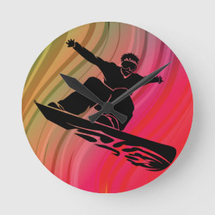 Snowboard Jump Round Clock