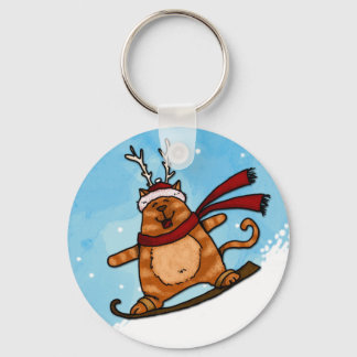 snowboard kitty keychain