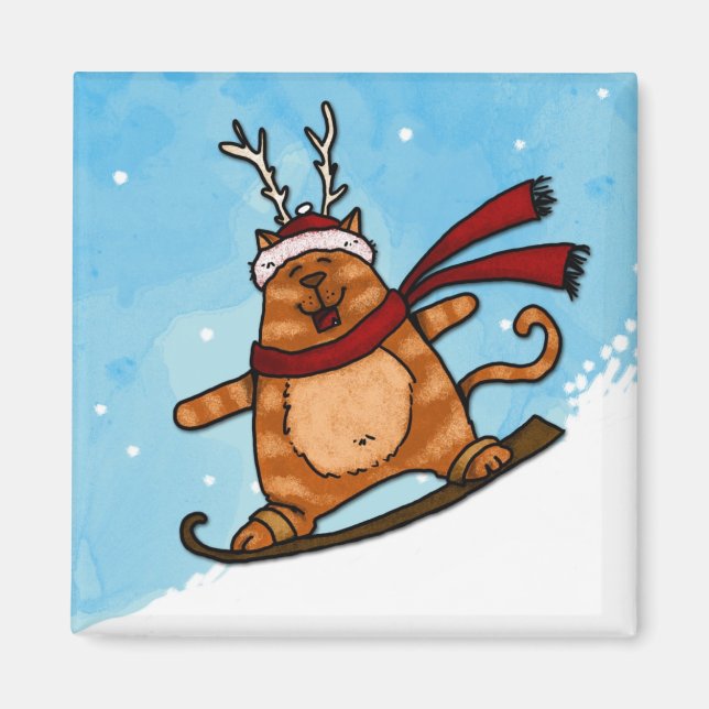 snowboard kitty magnet (Front)