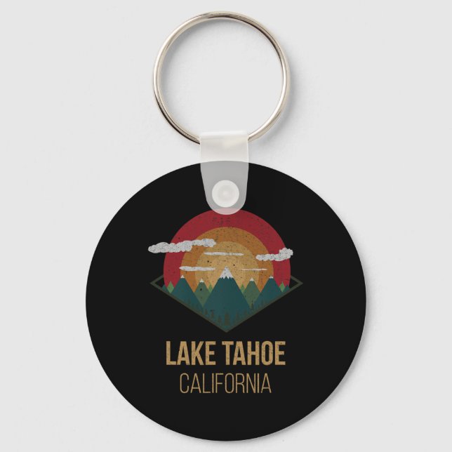Snowboard Lake Tahoe California Winter Mountain Gi Keychain (Front)
