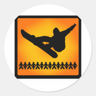 snowboard light snow classic round sticker