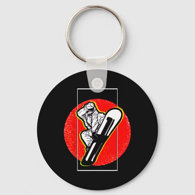Snowboard Mask Japan Flag Snowboarding Snowboarder Keychain (Front)