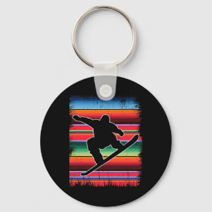 Snowboard Mexican Serape Print Cinco De Mayo Snowb Keychain